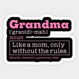 Grandma definition for grandmother granny mom Sticker